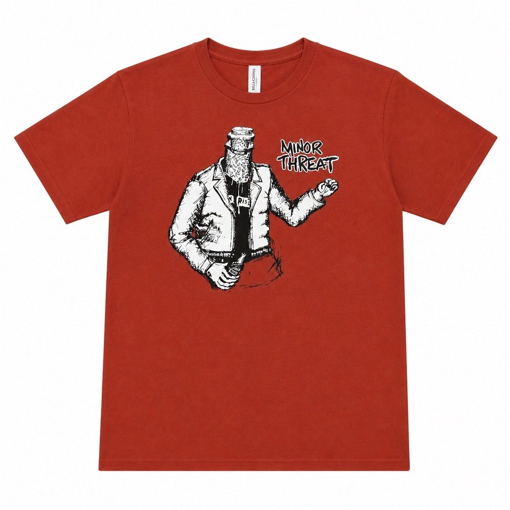 Minor Threat Bottled Violence Graphic T-Shirt Mens Brick Red Punk Rock Band Tee